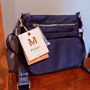 NWT MIZTIQUE Designer Collection Navy Nylon Crossbody Shoulder Bag